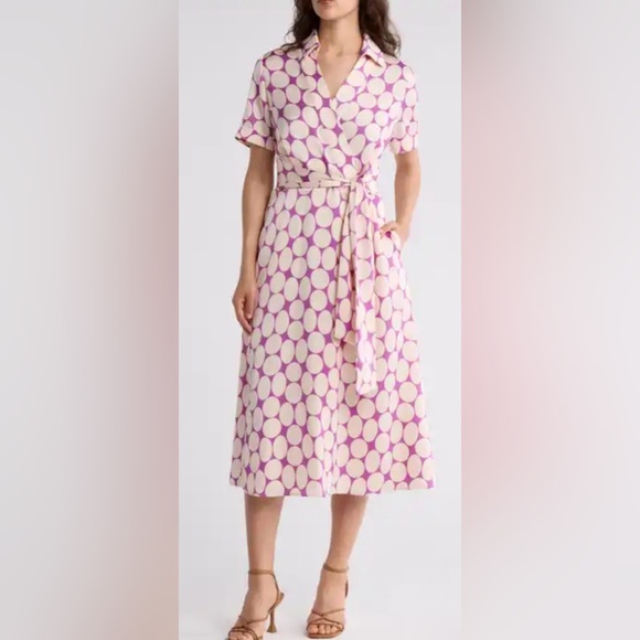 Tahari ASL Dresses & Skirts - Tahari ASL Purple and White Geometric Midi Dress